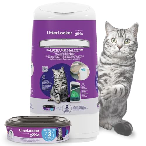 Litter Genie - Official Litter Locker - Pattumiera per lettiera per gatti a prova di odore, facile da pulire, con paletta inclusa e 1 ricarica XL (3 mesi). Compatta e facile da usare.