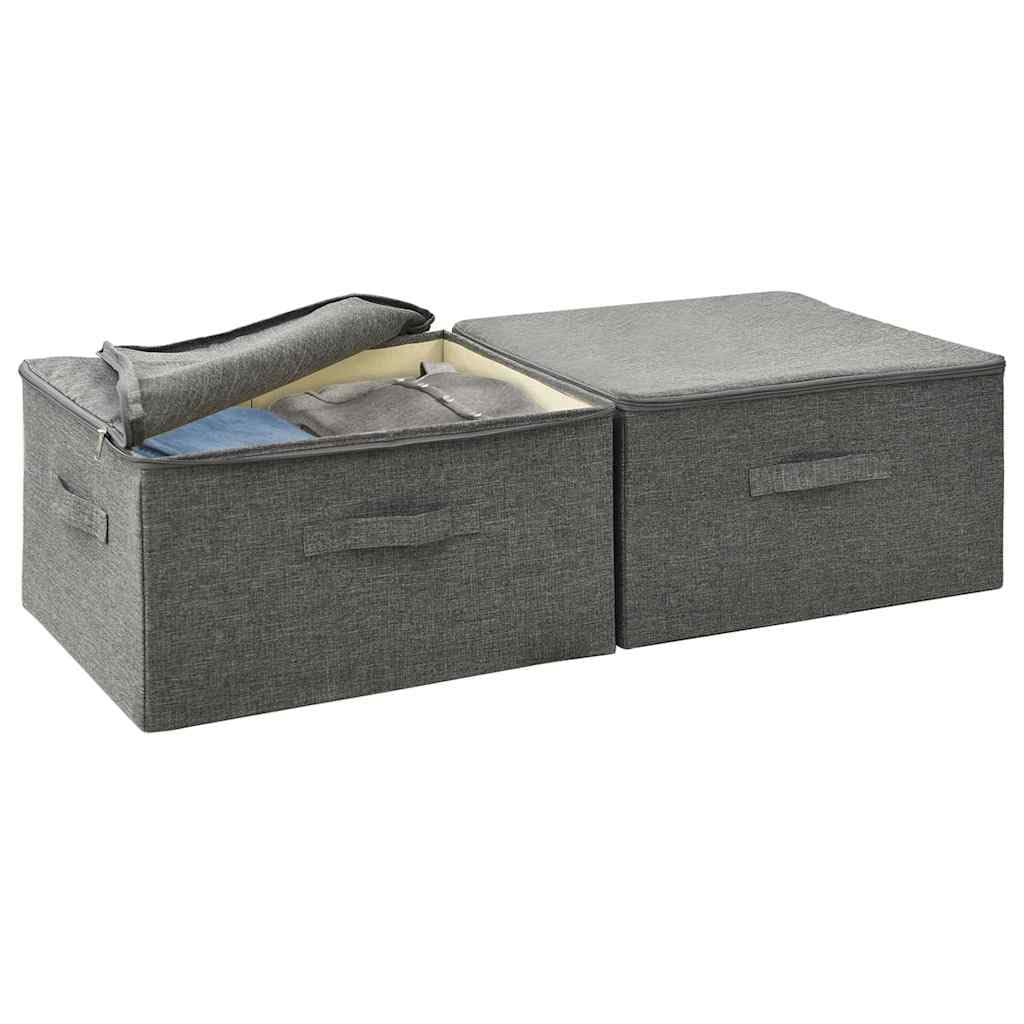 Scatole Portaoggetti Pieghevoli 2 Pezzi in Tessuto 43x34x23 cm Antracite