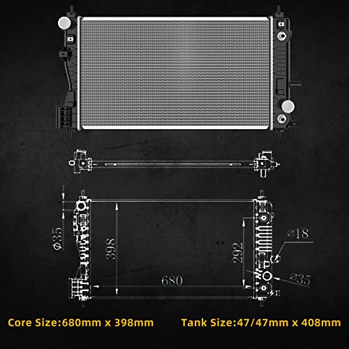 Image of DWVO Radiator Complete Radiator Compatible with 2013-2015 Chevy Malibu 2016 Malibu Limited 2016-2018 Impala LS LT LTZ l4 2.5L