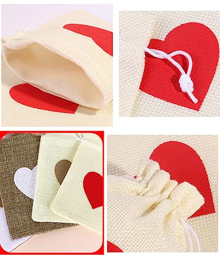 Pack of 10 Jute Gift Bags, Small Fabric Bags, Love Bag Bag, Jute Bags with Drawstring, Advent Calendar Bags - Image 2