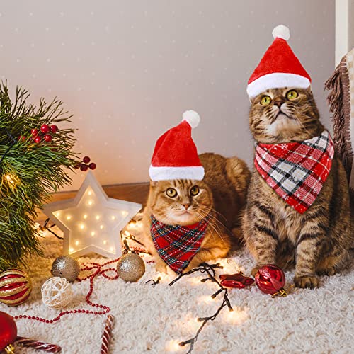 8 Pieces Christmas Dog Cat Santa Hats and Bandanas Triangle Dog Bibs Kerchief Buffalo Plaid Snowflake Bandanas Christmas… - Image 7