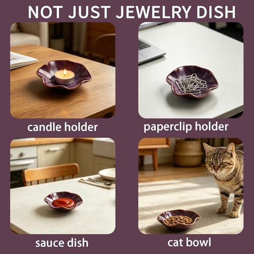 Image of BEUNAIZER Galaxy Purple Jewelry Dish Tray, Ring Dish, Ceramic Trinket Tray, Key Bowl, Aesthetic Nightstand Bathroom Room Decor Mothers Day Friendship Christmas Birthday Gifts for Women