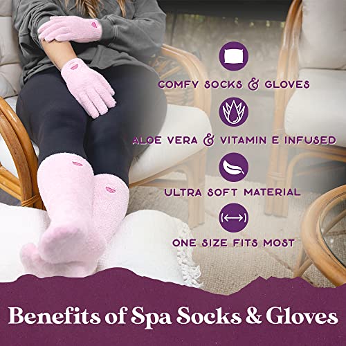 Moisturizing Socks And Gloves Set | Pink Fuzzy Socks And Gloves With Aloe And Vitamin E For Women | Women's Gifts For Self-Care #TOP2