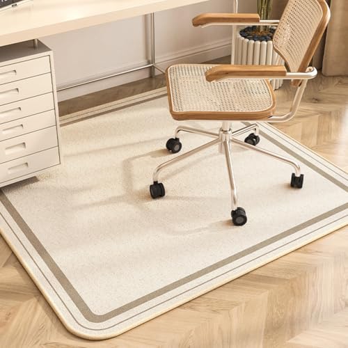 Odot Alfombra para Silla de Escritorio Moderno Alfombrilla Protectora para Suelos Alfombra Silla Ruedas Antideslizante Gaming Tapete de Protección para Parqué y Suelos Duros (Beige,100x100cm)