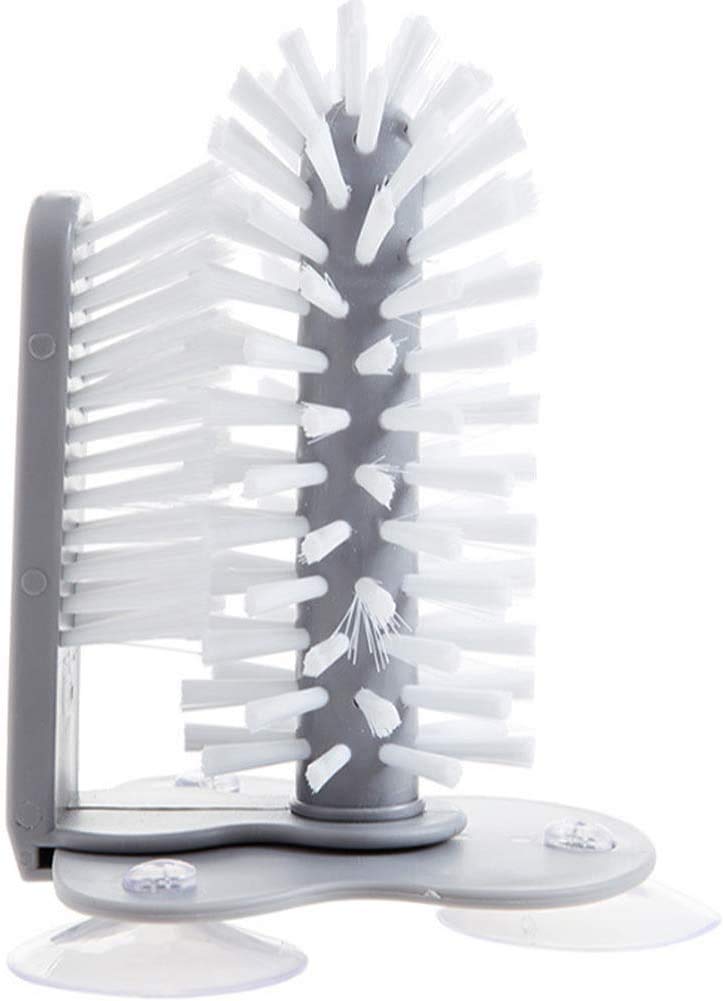 Gbrand Glass Washer Brush With Double Sided Bristles, Glass Cup Brush Cleaner With Suction Cups Standing Glass Bottle Cup Cleaner Brush Washing Cleaning Tool Brush For Wine Glass Beer Mug Bar Kitchen Sink