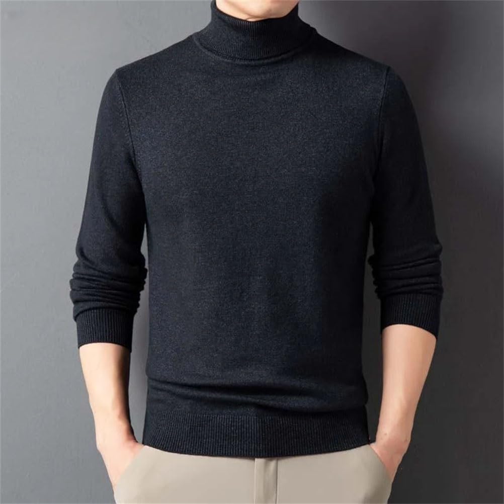 Męski sweter z dzianiny na co dzień męski slim fit sweter z wysokim kołnierzem miękki ciepły sweter z dzianiny
