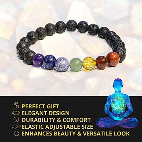 Image of ANAYA AGATE Healing Crystal Bracelet for Women and Men - 8mm Round Beaded Bracelet for Men and Women - Unisex Stretchy Gemstone Bracelet for Healing and Protection