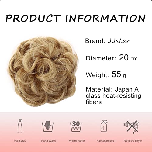 JJstar Messy Hair Bun Curly Wavy Hair Scrunchies Accessories Pieces for Women Girls Synthetic Chignons (Natural Blonde) - Image 3