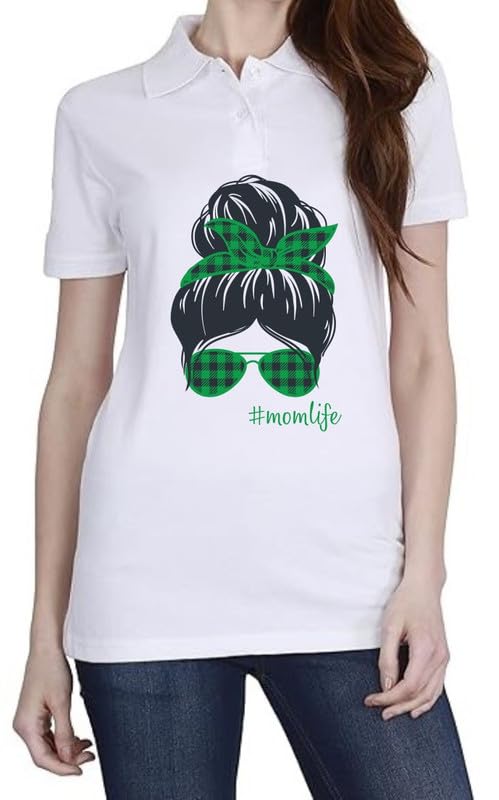 Mom Life (Green) White Women Polo T-Shirt-image-23