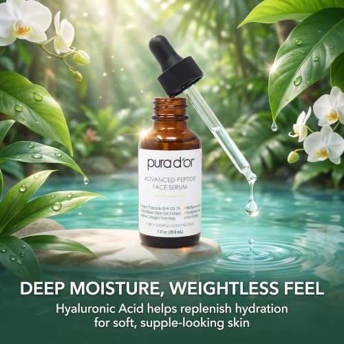 PURA D'OR Advanced Face Serum with Copper Tripeptide Hyaluronic Acid, 1oz | Youthful-Looking Skin, Marine Collagen, Plant Stem Cells, Methylene Blue, Hydrates and Smooths, Lightweight, Fast-Absorbing - image 4
