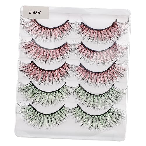 Healeved 5 Pares Pestañas Postizas De Colores Pestañas Banda Clara Pestañas Postizas Naturales Latigazo Dúo Pestañas De Manga Pestañas Tenues Real Rizar Las Pestañas Gel De Imitación