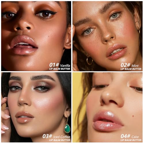 Image of 4 Pcs Summer Lip Butter Lip Balm, Ultra-Hydrating Natural Vegan Lip Balm, Sheer-Tinted Shine & Hydration Lip Care, Soothes & Softens Dry Lips Skincare, Balsamo labial hidratante (#1+2#+3#+4#)