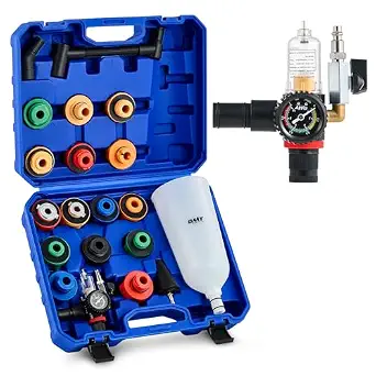Orion Motor Tech 23pc Oil Funnel Set, 2.2 qt Funnel for Engine Oil Change with 15 Adapters Funnel Necks & Angled Extension Air Filter Regulator, Oil Filler Funnel Kit Compatible with Toyota Ford More