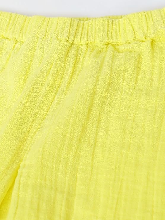Image of SPUNKIES Pure Cotton Top & Leggings Set for Kids Girls - Yellow Smocking Casual Wear (2-14 Years)