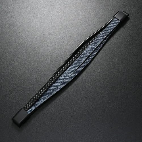 Image of THE MEN THING Leather Bracelet for Men - American Style Genuine Leather Multi-Layer Braided Bracelet with 100% Stainless Steel Magnetic Buckle for Men & Boys (8 inch)