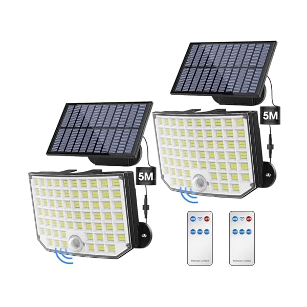 Ortiny Solarlampen für Außen mit Bewegungsmelder 256 LED 3 Modi, Solarleuchten Aussen IP65 Wasserdichte, Aussenleuchte 210°Beleuchtungswinkel Solarlampen Gartenleuchten für Terrassen/Garagen 2 Stücke