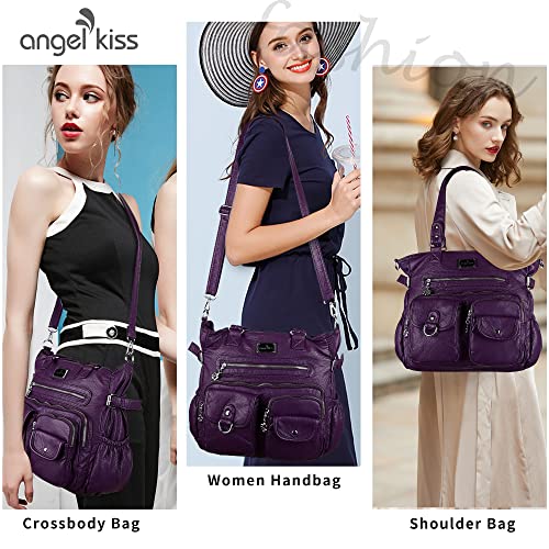 Image of Angelkiss Purses Handbags for Women PU Tote Satchel Bags for Women Pockets Shoulder Bags | PU
