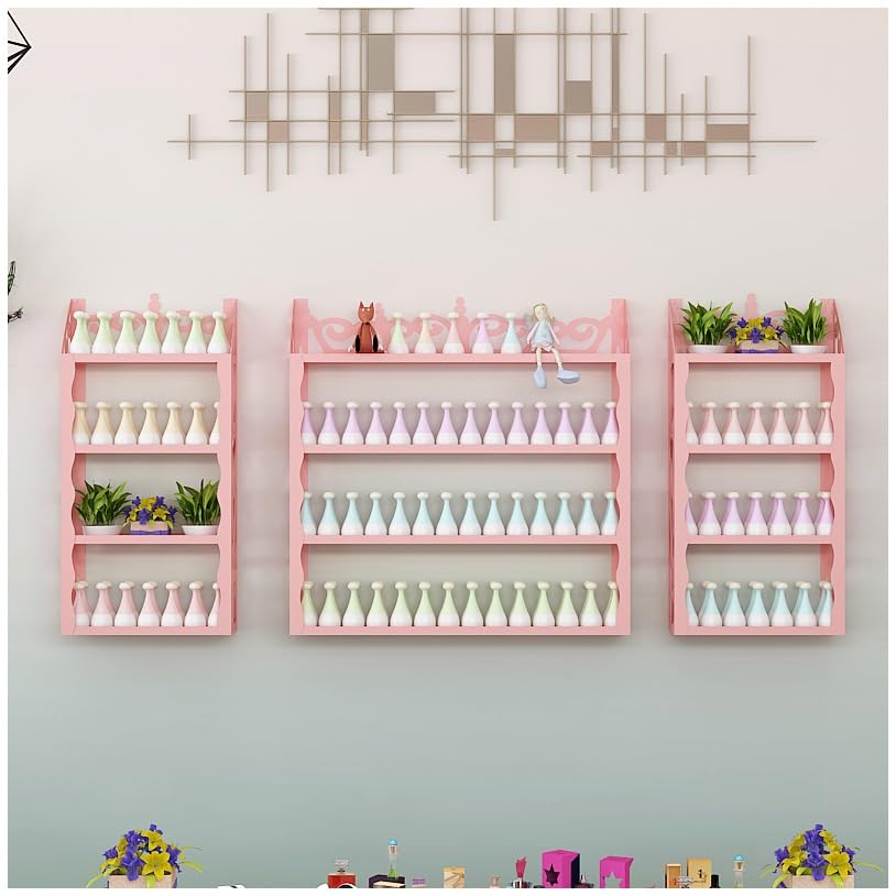 Étagère murale vernis à ongles rose lot de 3 Nizer pour rangement maquillage