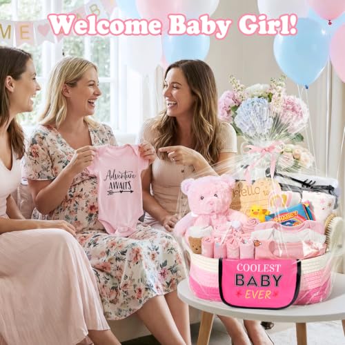 Image of iAOVUEBY Baby Gift Set for Newborn, New Baby Girl Gift Basket, Newborn Essentials Hat Onesie Bear Toys Keepsake Blanket Infant Diaper Changing Pad Bibs, Baby Shower Gifts for Girls