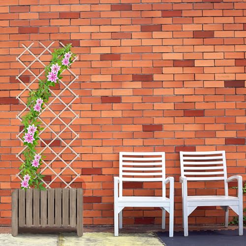Relaxdays Rankgitter ausziehbar, 3er Set, Rankhilfe Kletterpflanzen, 180x90 cm, Garten, Balkon, Terrasse, Holz, weiß