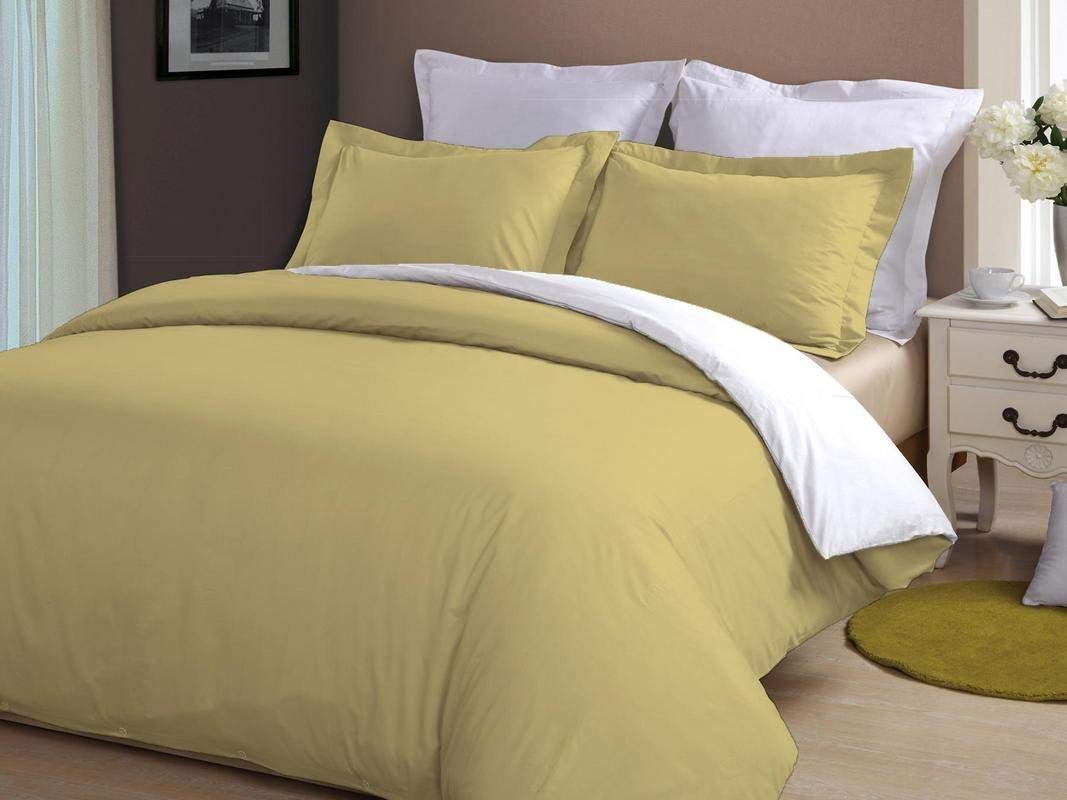 Luxurious Ultra Soft Silky 100% Egyptian Cotton 3Pcs Reversible Duvet Set 650 TC Solid Pattern 1 Duvet Cover,2 Pillow Cases (2 Colour). (Full XL,Solid,Taupe,White)-image-41