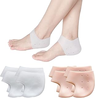 4 Pairs Silicone Gel Socks Heel Silicone Foot Cushion Heel Protectors,Heel Sleeves,Heel Cups, Silicone Gel Heel Sleeve,Breathable Silicone Protective Heel