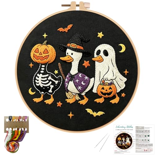 Nuberlic Halloween Embroidery Kit for Beginners Adults DIY Needlepoint