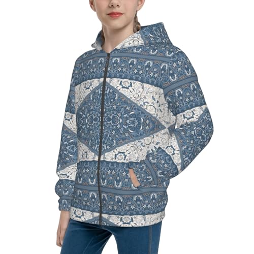 Watercolor Bee Honey Honeycomb Bee Kid Hoodies Boys Zip Up Sweatshirts Girls Pullover with Pocket