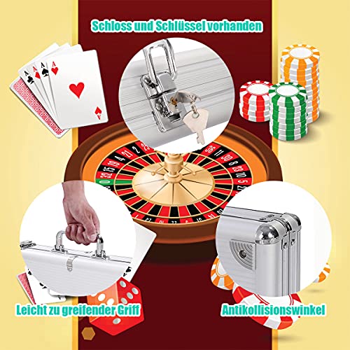 Pokerkoffer GOPLUS Pockerset mit 500 Pokerchips und Zubehör