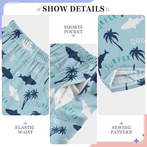 Palm Tree Shark Boys Pants for Kids Jogger Pants with Pockets S-XL4
