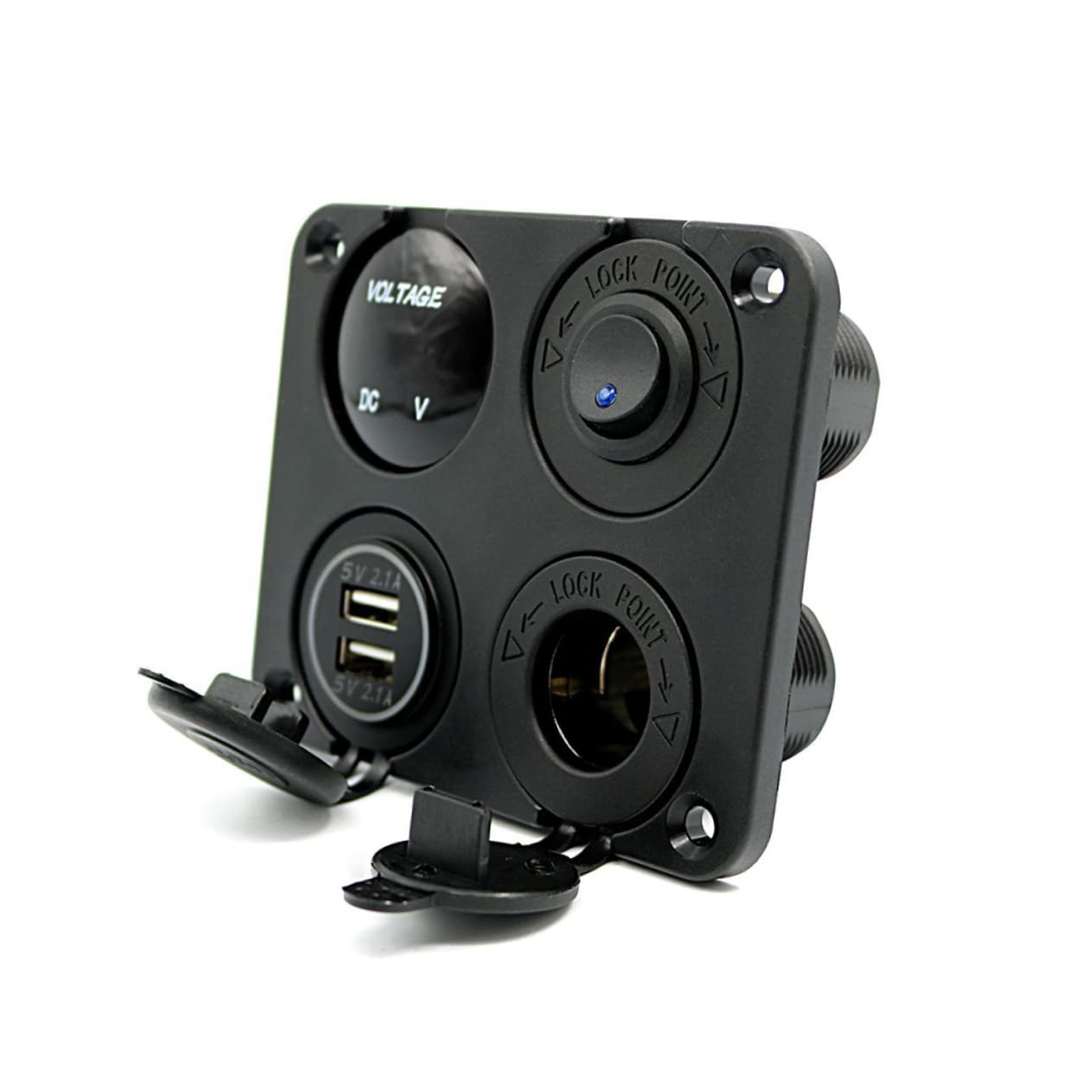 jojofuny 2 Pezzi 4 1 Pannello Di Presa Di Ricarica Usb Voltmetro 21a Caricabatterie Doppio Usb 12-24v Per Camper Camion Camper