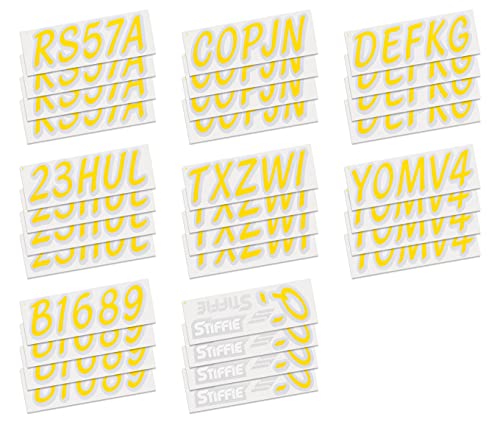 Image of Whipline Solid Yellow /Silver 3 inch Alpha-Numeric Registration Identification Numbers Stickers Decals for Boats & Personal Watercraft