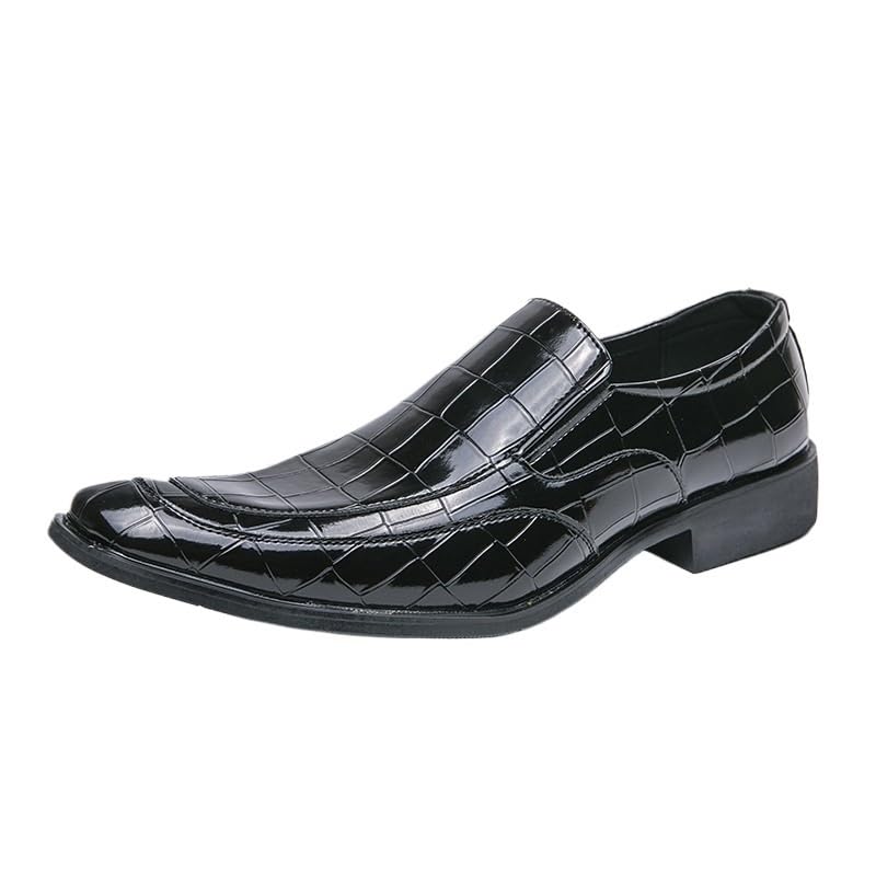 Men Formal Shoes Dress Oxford Party Prom Plain Toe Slip On Anti-Slip Non Slip Resistant Office Business Genuine Leather