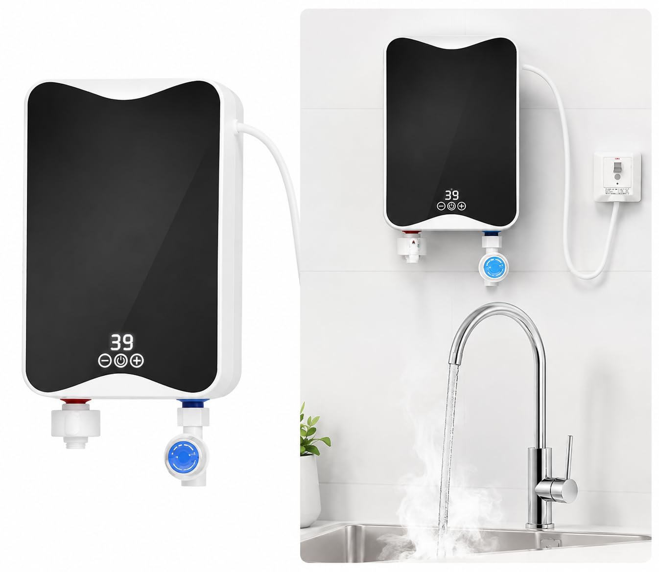 DRUMSTONE WINTER 5 Years Warranty Instant 5500W Tankless Electric Water Heater, Portable Fast-Heating Geyser for Bathroom Kitchen & Multipurpose Use, On-Demand Hot Water, Energy-Efficient Design WHITE-image-46