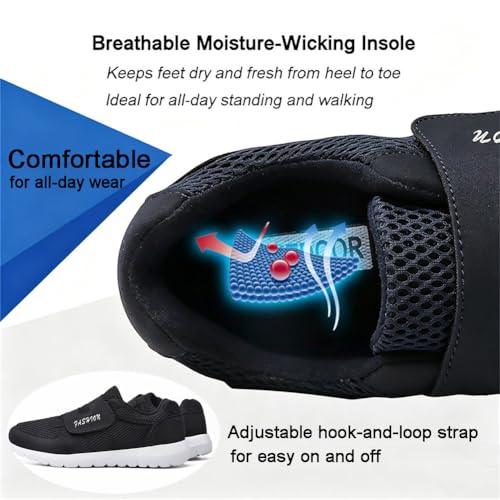 Image of LEADER SHOW Men's Casual Comfort Walking Shoes Ultralight Flats Non-Slip Hook & Loop Fashion Sneakers