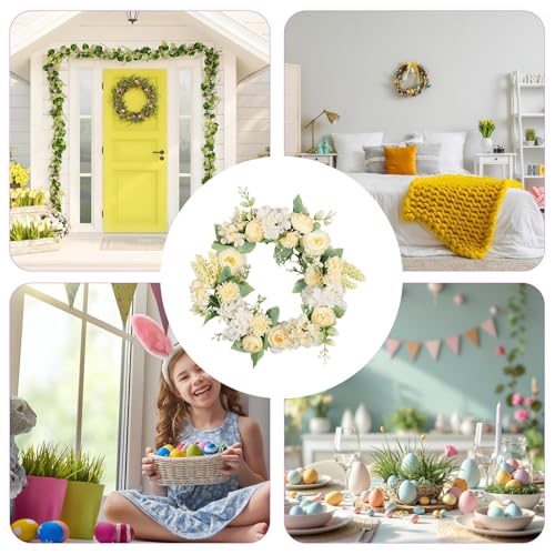 Corona de flores artificiales con luces para decorar rincones oscuros sin mantenimiento 5