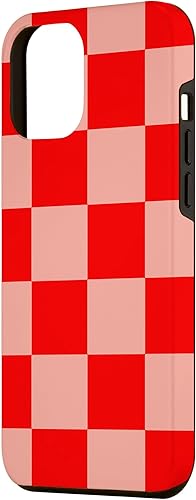 Miniatura 2 de Funda para iPhone 14 Pro Max, diseño de cuadros rosa y rojo #198