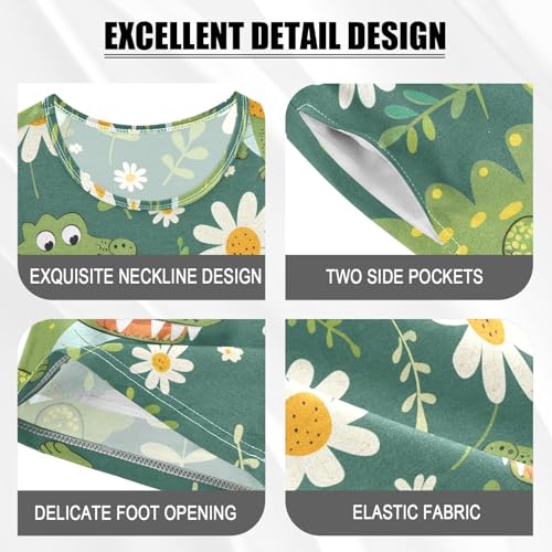ALAZA Crocodile Daisy Flower Green Pajamas Short Sleeve 2 Piece Sleepwear Top and Bottom Pajama Set Unisex4