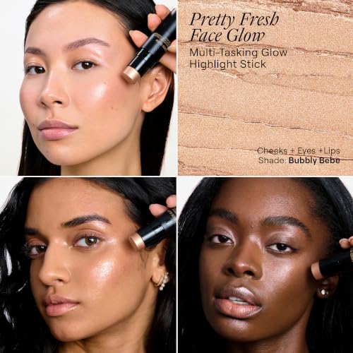 Image of Nudestix Nudies Glow Highlighter Stick - Multi-Use Cream Highlighter for Cheeks, Eyes & Body with Built-In Brush | Dewy, Radiant Finish | Clean, Vegan & Travel-Friendly Makeup