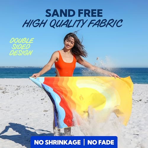 Image of SUN NINJA Quick Dry Towel, Microfiber Beach Towel 63x32in, Sunset