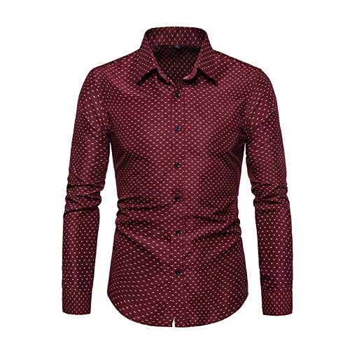 YAOTT Homme Haut élégant Chemise à Pois Chemise à Manches Longues et Coupe ajustée et Infroissable Top en Coton sans Repassage Chemise Travail d'affaires...