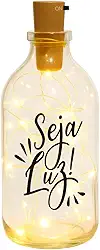 So Arts Abajur Garrafa Decorativa com LED, Vidro com Frase, Iluminação Decorativa (Seja Luz)