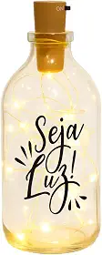 So Arts Abajur Garrafa Decorativa com LED, Vidro com Frase, Iluminação Decorativa (Seja Luz)