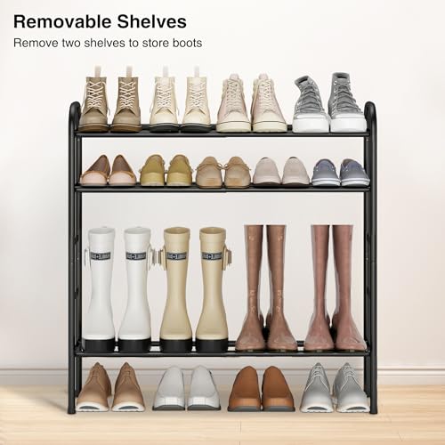 Image of STO STO Expandable Shoe Rack, 5-Tier Metal Shoe Rack for Closet, Up to 24 Pairs Adjustable Shoe Rack Storage for Front Door Entrance, Free Standing Shoe Rack Organizer for Entryway, Black