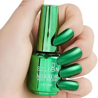Metallic Nail Polish, Mirror Nail Polish, Quick Dry Nail Lacquers, Long-Lasting Shiny Nail Art Polish (Green, 8ml)