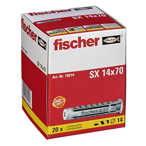 Preisvergleich Produktbild fischer SX 14 x 70 - Kraftvoller Spreizdübel mit 4-fach-Spreizung zum Befestigen von Bewegungsmeldern, Briefkästen in Voll- und Lochbaustoffen - 20 Stück - Art.-Nr. 70014