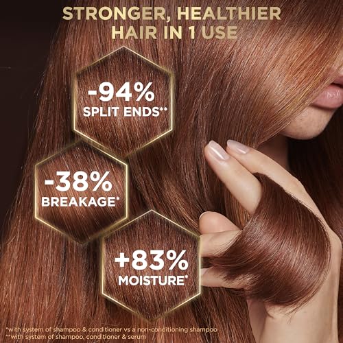 Garnier Whole Blends Honey Treasures Repairing Shampoo & Conditioner 22 Fl Oz each + Hair Serum (5.1 Fl Oz) for Dry, Damaged Hair (Bundle of 4 Items) - Image 3