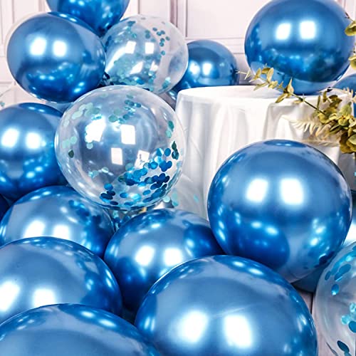 Image of AMFIN Confetti Balloon Blue /Baby Shower Blue Theme Balloons /Boy Blue Birthday Decoration /Blue Confetti Balloons /Birthday Balloons /Welcome Boy Balloon -Pack of 20