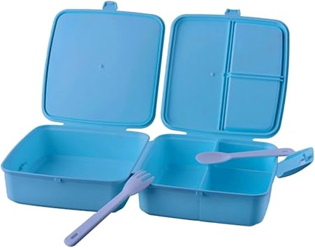 BUFFER® Self Spoon Fork Nutrition Box 4 Compartment Practical Children's Nutrition Container Storage Box Dining Container Nutrition Set