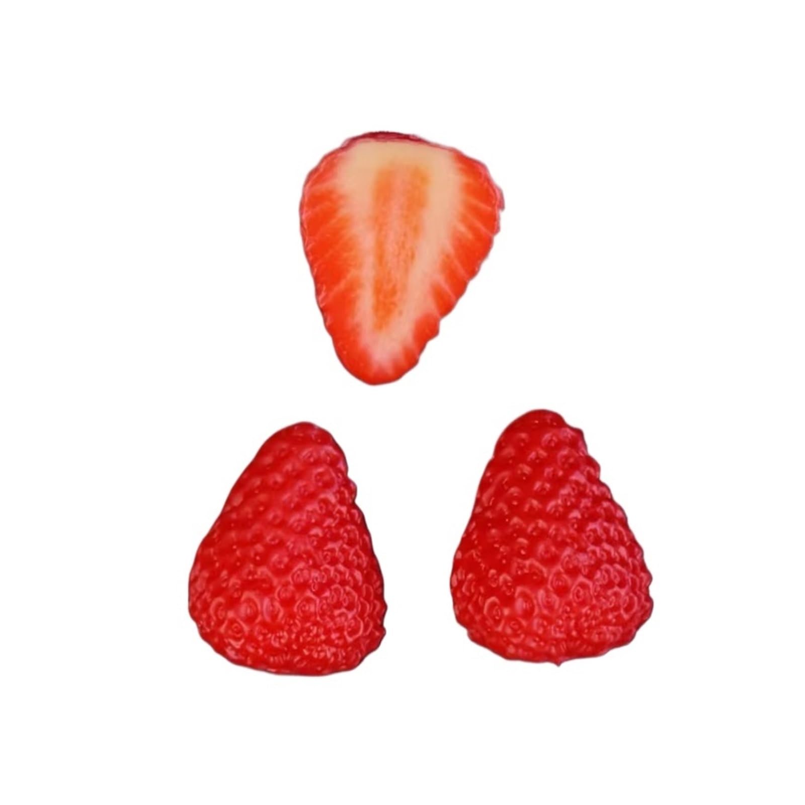Wuyxto One Color 10Pcs Simulation Pvc Realistic Display Small Round Faux Strawberry Slices Decor Fruits Fake Model For Party(L)